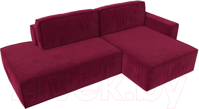 Диван угловой Лига Диванов Прага Модерн правый (микровельвет бордовый)