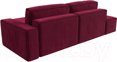 Диван угловой Лига Диванов Прага Модерн правый (микровельвет бордовый)