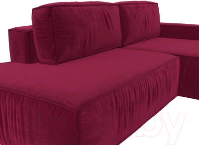 Диван угловой Лига Диванов Прага Модерн правый (микровельвет бордовый)