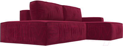 Диван угловой Лига Диванов Прага Модерн правый (микровельвет бордовый)
