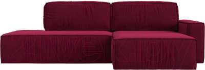 Диван угловой Лига Диванов Прага Модерн правый (микровельвет бордовый)