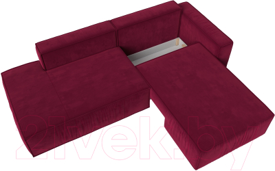 Диван угловой Лига Диванов Прага Модерн правый (микровельвет бордовый)