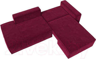 Диван угловой Лига Диванов Прага Модерн правый (микровельвет бордовый)