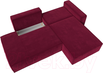 Диван угловой Лига Диванов Прага Модерн правый (микровельвет бордовый)