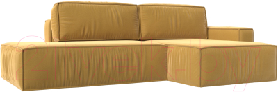 Диван угловой Лига Диванов Прага Модерн правый (микровельвет желтый) - фото