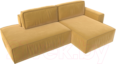 Диван угловой Лига Диванов Прага Модерн правый (микровельвет желтый)