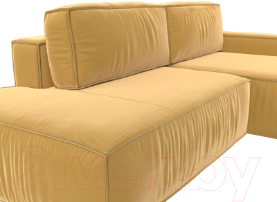 Диван угловой Лига Диванов Прага Модерн правый (микровельвет желтый)