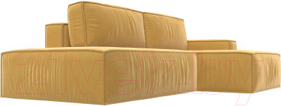 Диван угловой Лига Диванов Прага Модерн правый (микровельвет желтый)