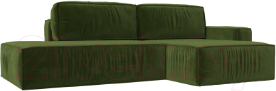 Диван угловой Лига Диванов Прага Модерн правый (микровельвет зеленый) - фото