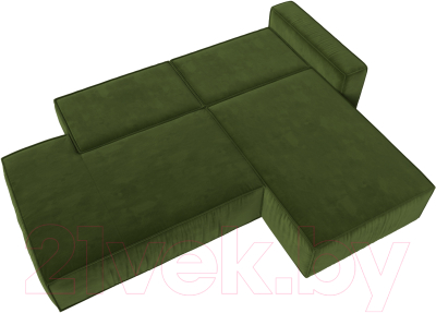Диван угловой Лига Диванов Прага Модерн правый (микровельвет зеленый)