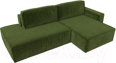 Диван угловой Лига Диванов Прага Модерн правый (микровельвет зеленый)