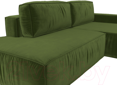 Диван угловой Лига Диванов Прага Модерн правый (микровельвет зеленый)