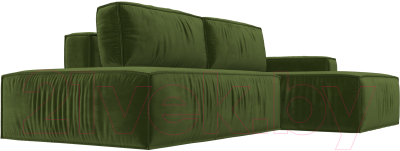Диван угловой Лига Диванов Прага Модерн правый (микровельвет зеленый)