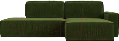 Диван угловой Лига Диванов Прага Модерн правый (микровельвет зеленый)