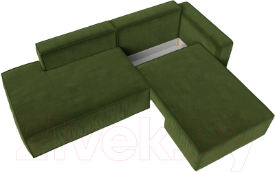 Диван угловой Лига Диванов Прага Модерн правый (микровельвет зеленый)