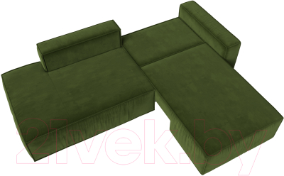 Диван угловой Лига Диванов Прага Модерн правый (микровельвет зеленый)