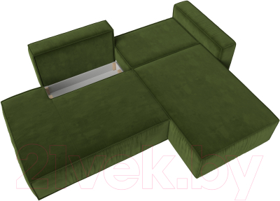 Диван угловой Лига Диванов Прага Модерн правый (микровельвет зеленый)