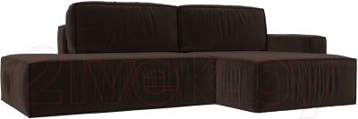 Диван угловой Лига Диванов Прага Модерн правый (микровельвет коричневый) - фото