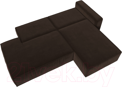 Диван угловой Лига Диванов Прага Модерн правый (микровельвет коричневый)