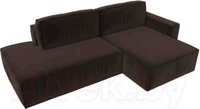 Диван угловой Лига Диванов Прага Модерн правый (микровельвет коричневый)