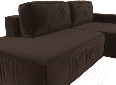 Диван угловой Лига Диванов Прага Модерн правый (микровельвет коричневый)