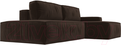 Диван угловой Лига Диванов Прага Модерн правый (микровельвет коричневый)