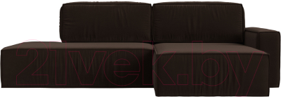 Диван угловой Лига Диванов Прага Модерн правый (микровельвет коричневый)