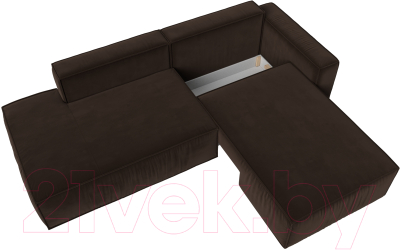 Диван угловой Лига Диванов Прага Модерн правый (микровельвет коричневый)