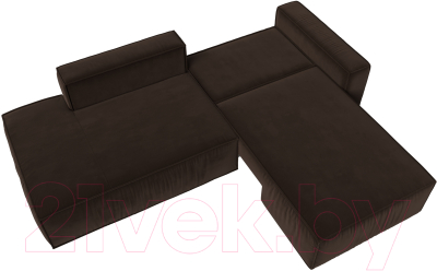 Диван угловой Лига Диванов Прага Модерн правый (микровельвет коричневый)