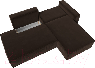 Диван угловой Лига Диванов Прага Модерн правый (микровельвет коричневый)