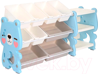 Стеллаж Pituso Медвежонок с ящиками / L-XXSNJ13 (голубой) - фото