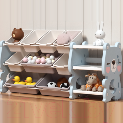 Стеллаж Pituso Медвежонок с ящиками / L-XXSNJ13 (голубой)