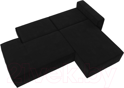 Диван угловой Лига Диванов Прага Модерн правый (микровельвет черный)