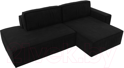 Диван угловой Лига Диванов Прага Модерн правый (микровельвет черный)