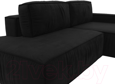 Диван угловой Лига Диванов Прага Модерн правый (микровельвет черный)