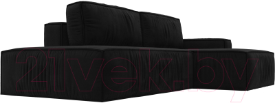 Диван угловой Лига Диванов Прага Модерн правый (микровельвет черный)