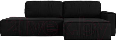 Диван угловой Лига Диванов Прага Модерн правый (микровельвет черный)