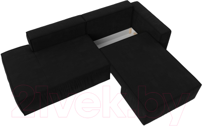 Диван угловой Лига Диванов Прага Модерн правый (микровельвет черный)