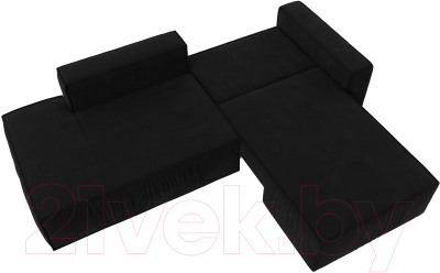 Диван угловой Лига Диванов Прага Модерн правый (микровельвет черный)