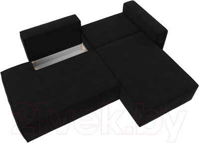 Диван угловой Лига Диванов Прага Модерн правый (микровельвет черный)