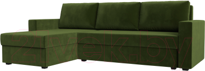 Диван угловой Лига Диванов Траумберг Лайт левый (микровельвет зеленый) - фото