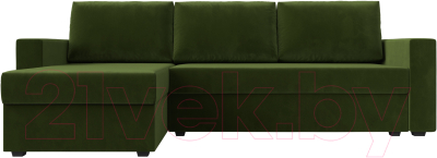 Диван угловой Лига Диванов Траумберг Лайт левый (микровельвет зеленый)