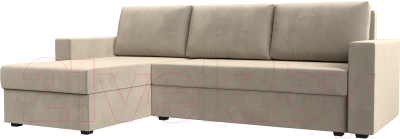 Диван угловой Лига Диванов Траумберг Лайт левый (микровельвет бежевый) - фото