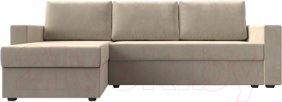 Диван угловой Лига Диванов Траумберг Лайт левый (микровельвет бежевый)