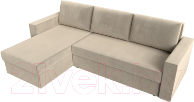 Диван угловой Лига Диванов Траумберг Лайт левый (микровельвет бежевый)