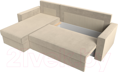 Диван угловой Лига Диванов Траумберг Лайт левый (микровельвет бежевый)