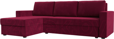 Диван угловой Лига Диванов Траумберг Лайт левый (микровельвет бордовый) - фото