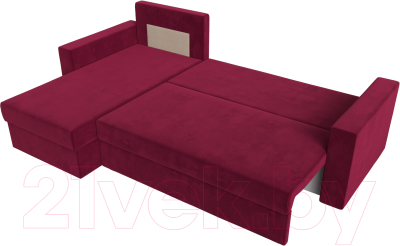 Диван угловой Лига Диванов Траумберг Лайт левый (микровельвет бордовый)