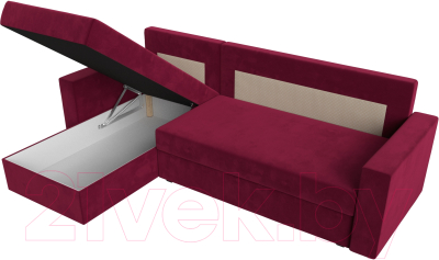 Диван угловой Лига Диванов Траумберг Лайт левый (микровельвет бордовый)