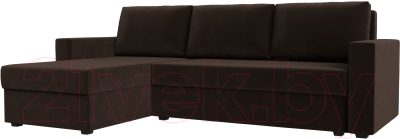 Диван угловой Лига Диванов Траумберг Лайт левый (микровельвет коричневый) - фото